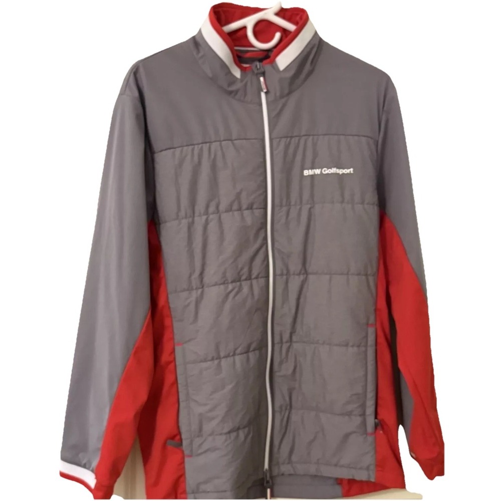 BMW Golfsport Women's Jacket SZ Large Full Zip Quilted Pockets Sporty Chic